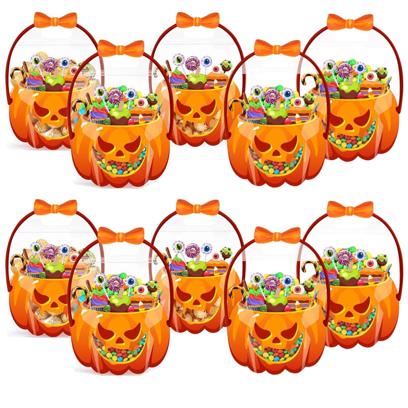Halloween Bestsellers-Halloween Transparent Pumpkin Favor Bags
