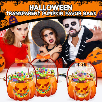 Halloween Bestsellers-Halloween Transparent Pumpkin Favor Bags