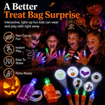 👻 🎃Halloween Finger Projector Rings - LED Party Favors For Kids