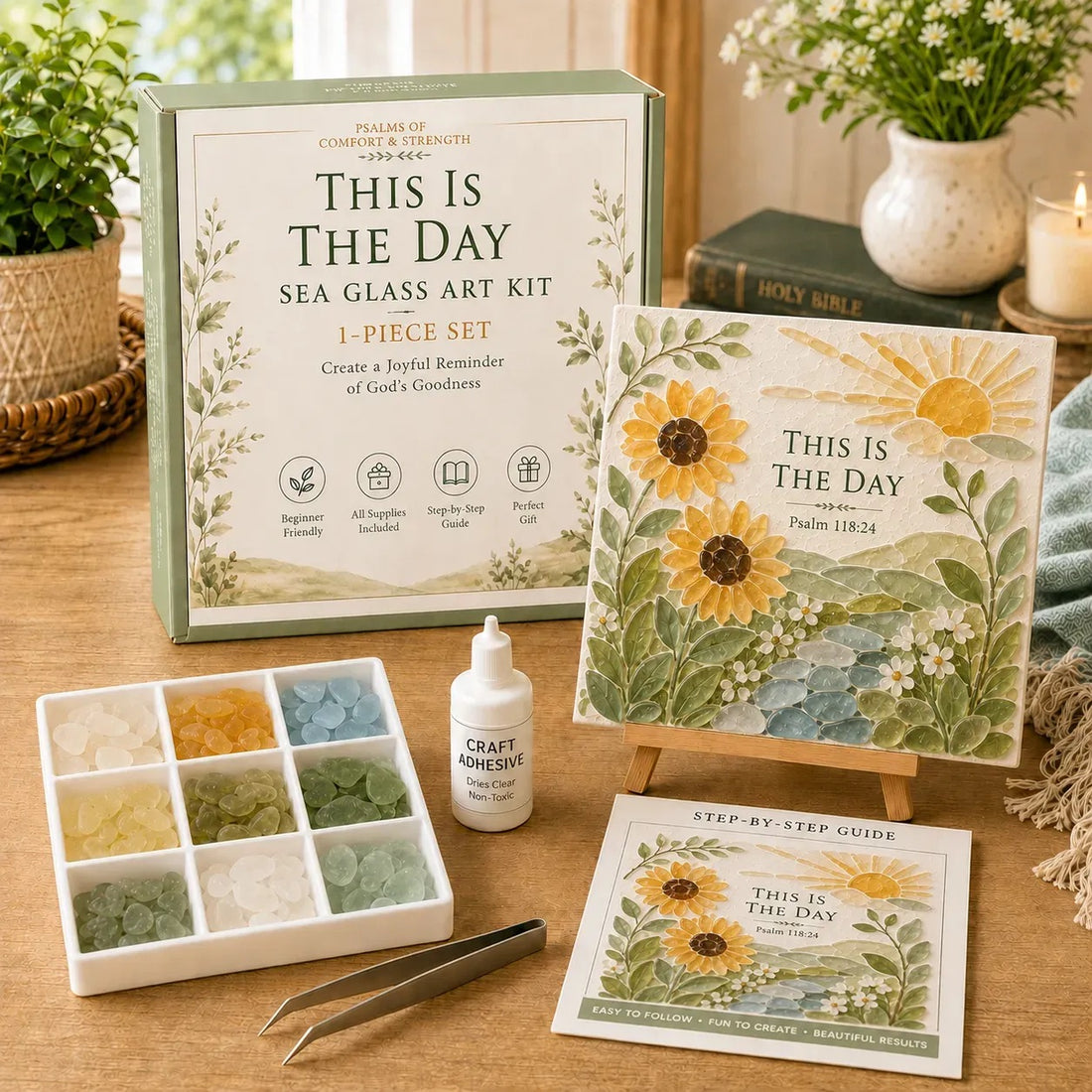 Psalms of Comfort & Strength Sea Glass Art Kit - Create A Gentle Reminder Of Faith And Peace