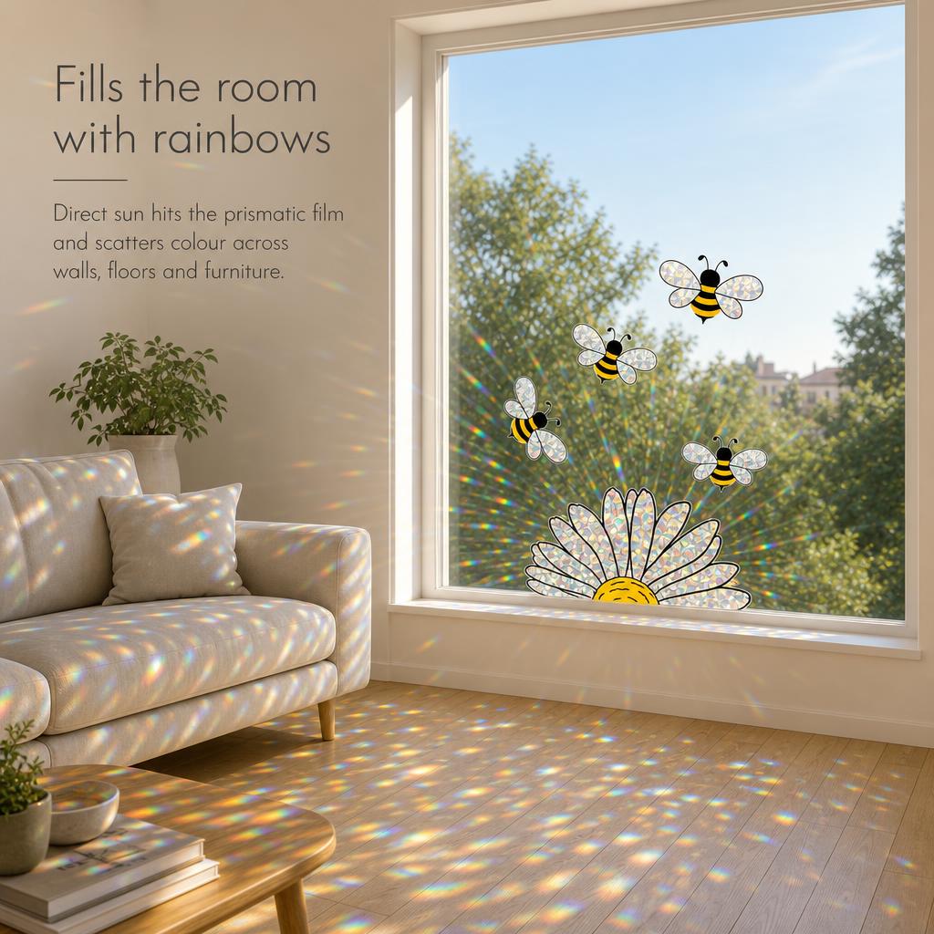 Bee Prism Effect Window Sticker
