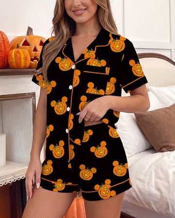 Halloween Cartoon 2-Piece Short-Sleeve Pajama Set